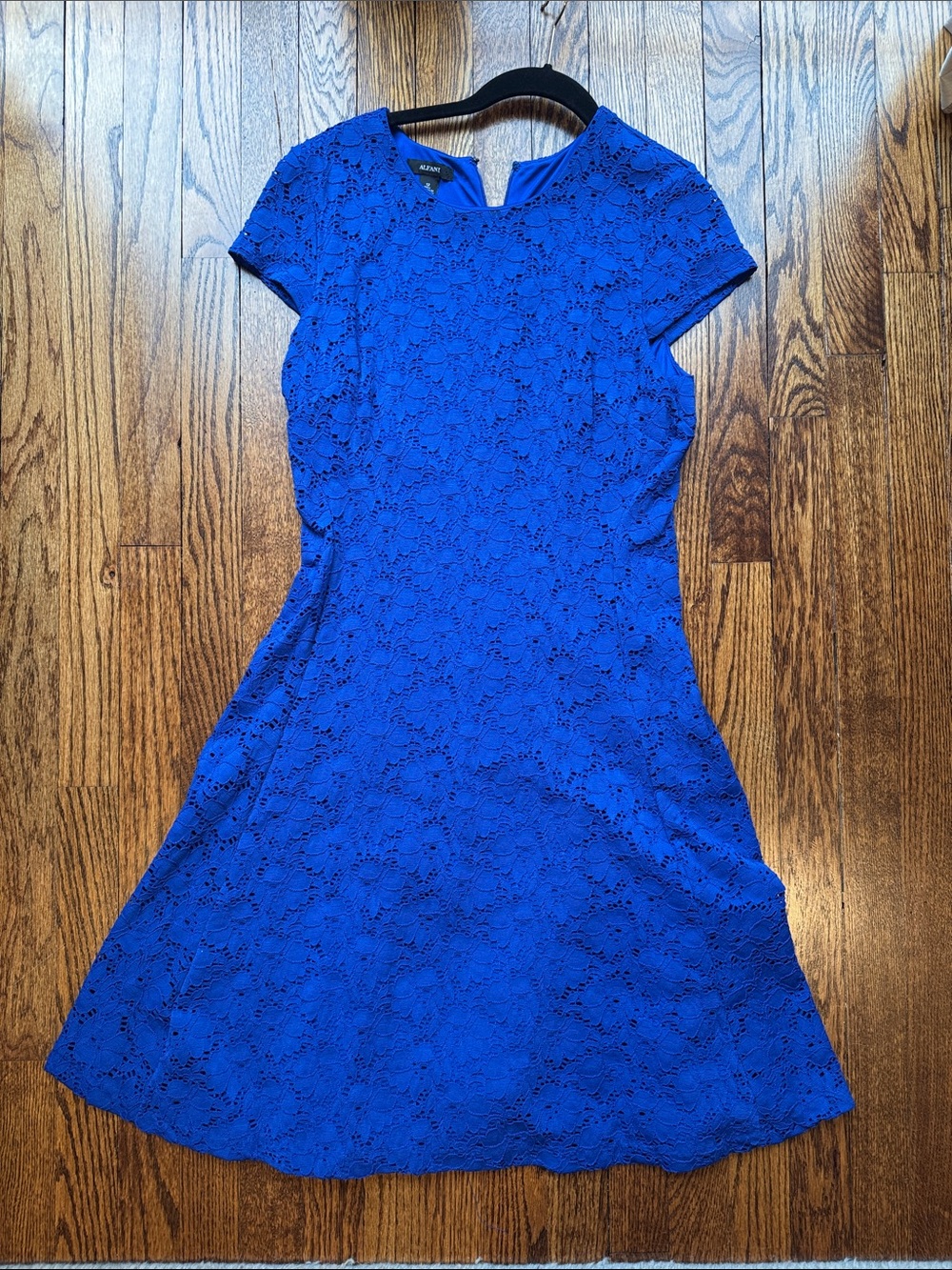 Alfani Royal Blue Lace Fit-and-Flare Dress